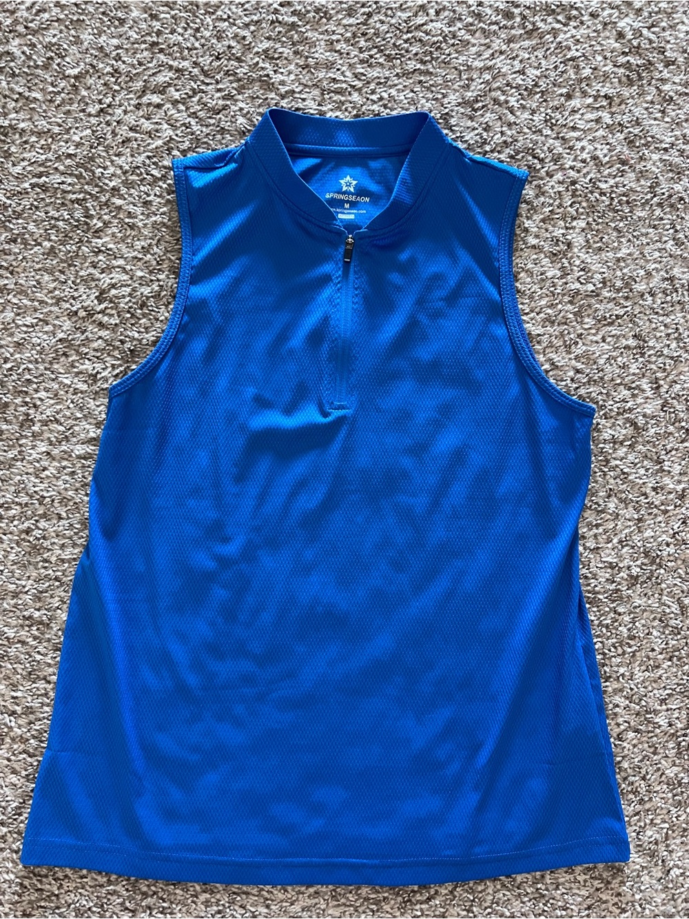 Blue Sleeveless Athletic Zip Golf or Tennis Polo